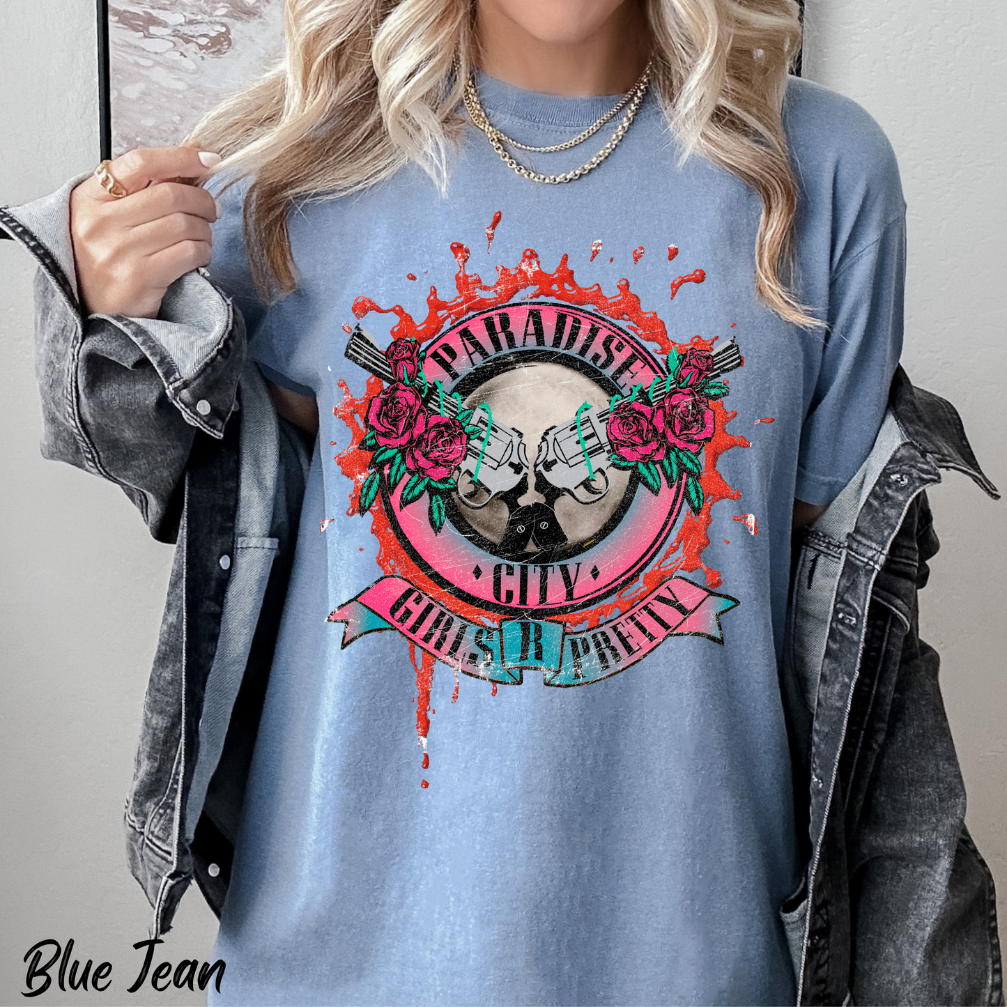 Paradise City Shirt 80s Graffiti Paint Retro Graphic Tee Comfort Color Shirt Concert Tee Trendy Festival Rocker T-shirt