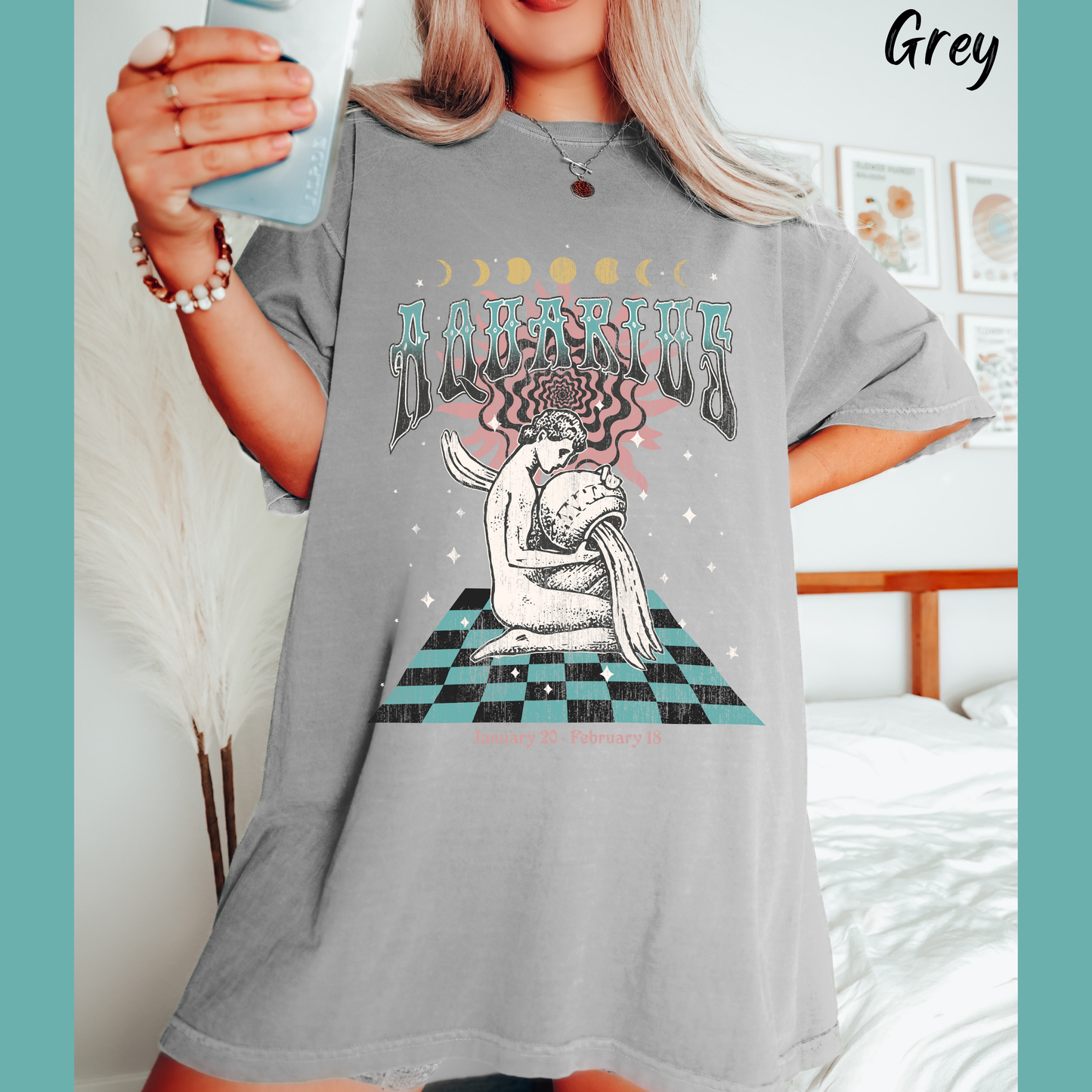 Aquarius Shirt Trendy Zodiac Comfort Colors  Graphic T shirt Astrology Tee Vintage Aquarius Birthday Gift