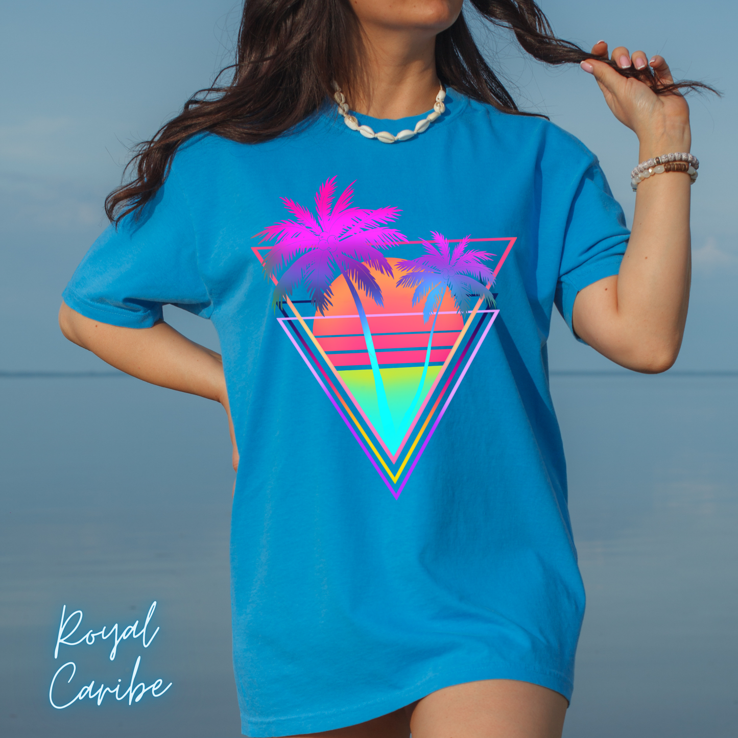 Neon Palm Trees T shirt Sunset tropical Beach Tee Unisex Garment-Dyed Comfort Colors T-shirt Retro 80's Graphic Tee