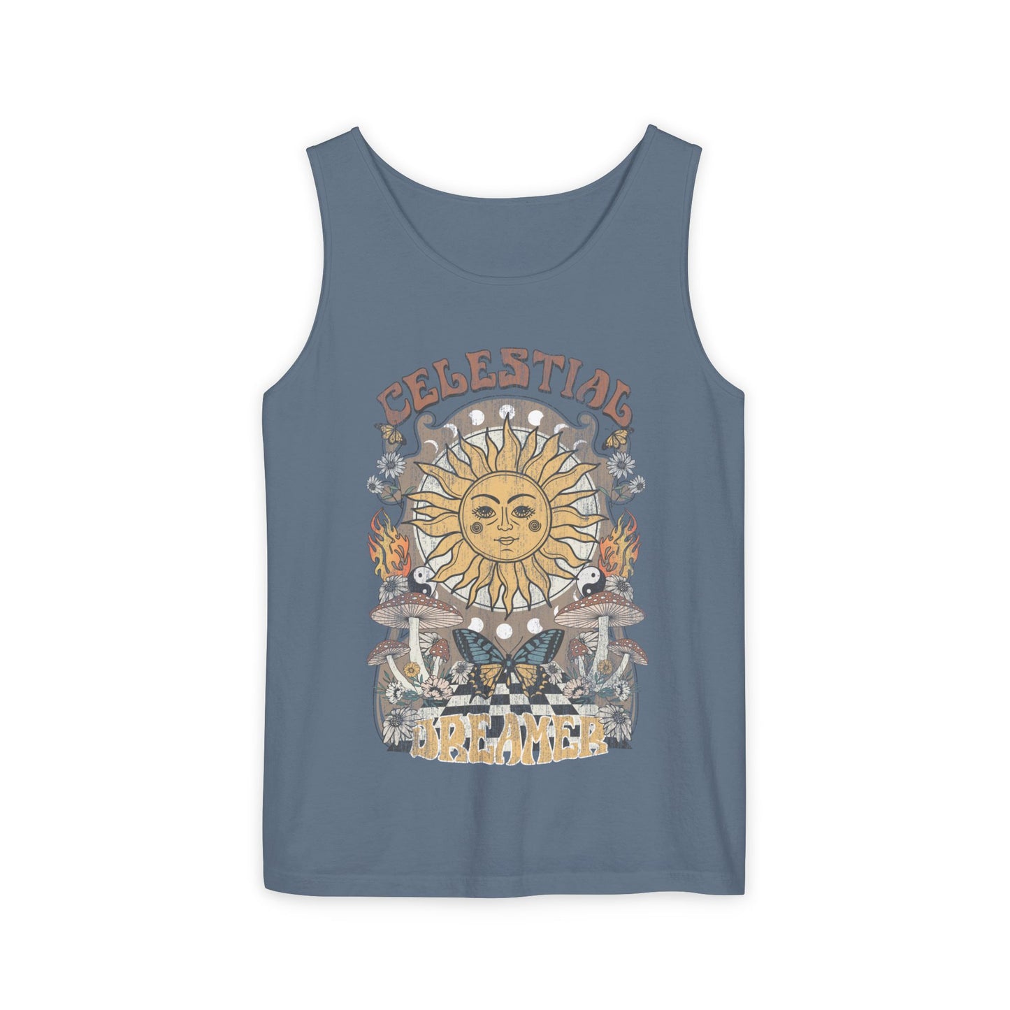 Celestial Dreamer Shirt Unisex Tank Top Comfort Colors Sun T-shirt Retro Vintage Graphic Tee