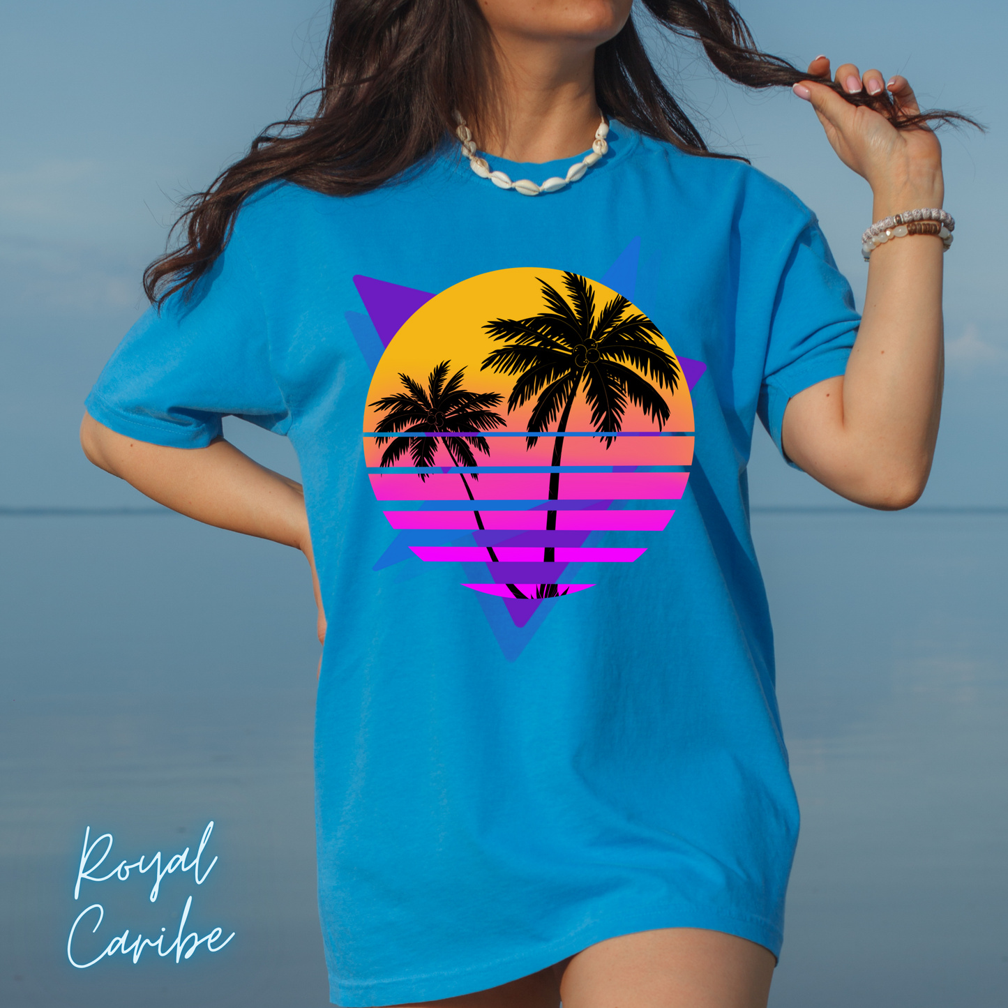 Neon Shirt Comfort Colors Shirt Retro 80's Palm Tree  Gifts For Her  Women Trendy Beach Vacation Tee Birthday Gift Teen