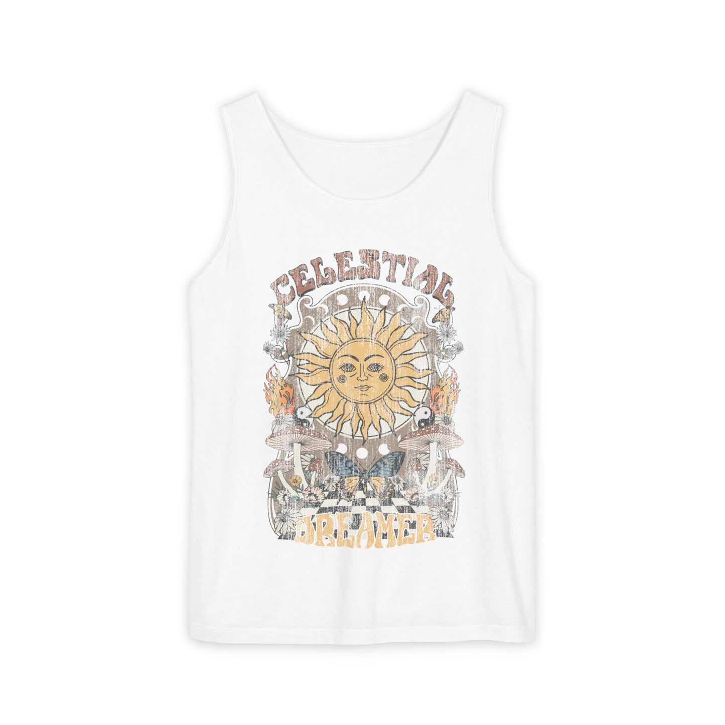 Celestial Dreamer Shirt Unisex Tank Top Comfort Colors Sun T-shirt Retro Vintage Graphic Tee