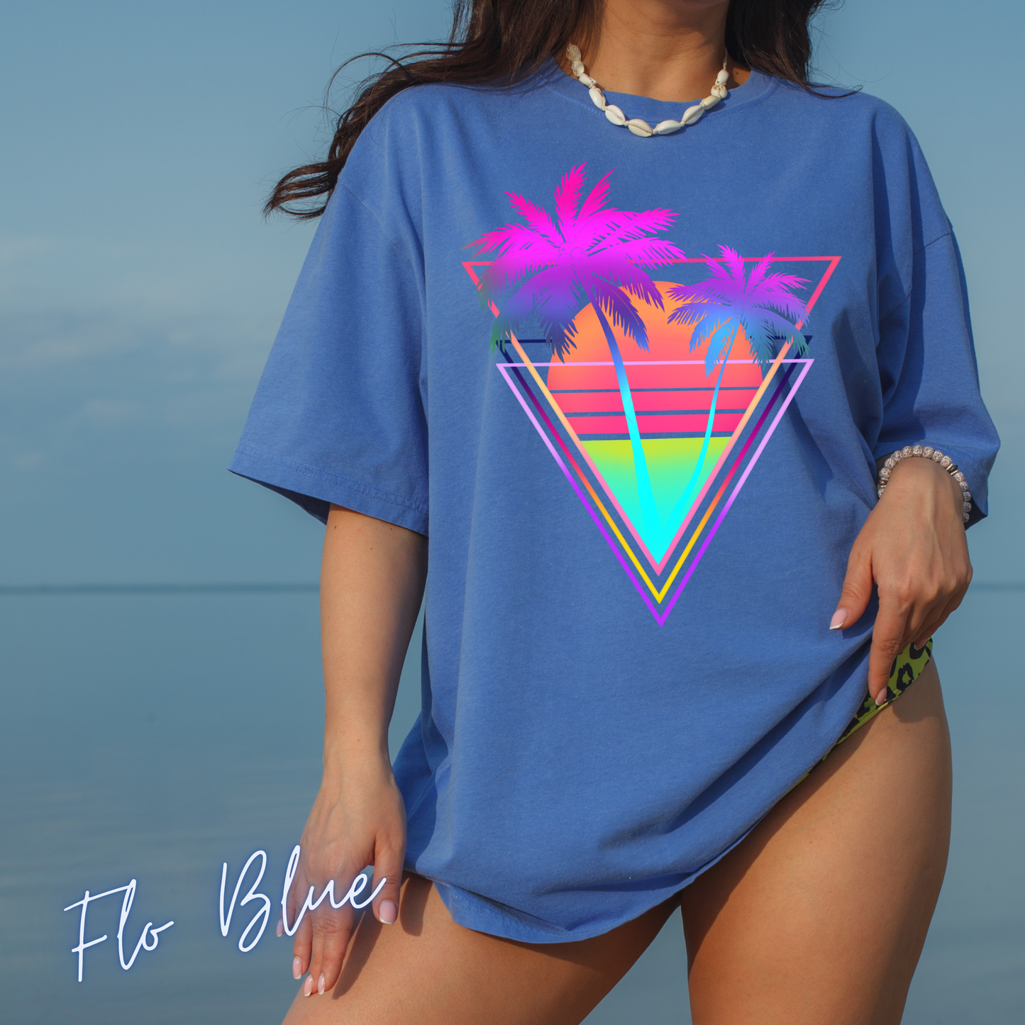 Neon Palm Trees T shirt Sunset tropical Beach Tee Unisex Garment-Dyed Comfort Colors T-shirt Retro 80's Graphic Tee