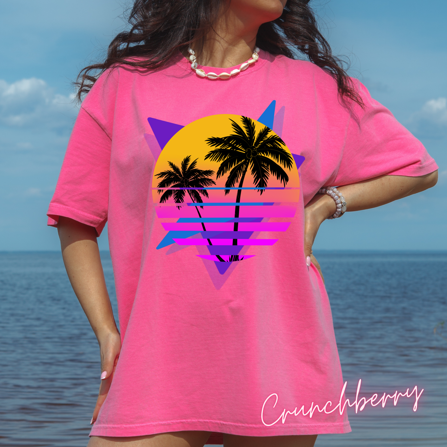 Neon Shirt Comfort Colors Shirt Retro 80's Palm Tree  Gifts For Her  Women Trendy Beach Vacation Tee Birthday Gift Teen