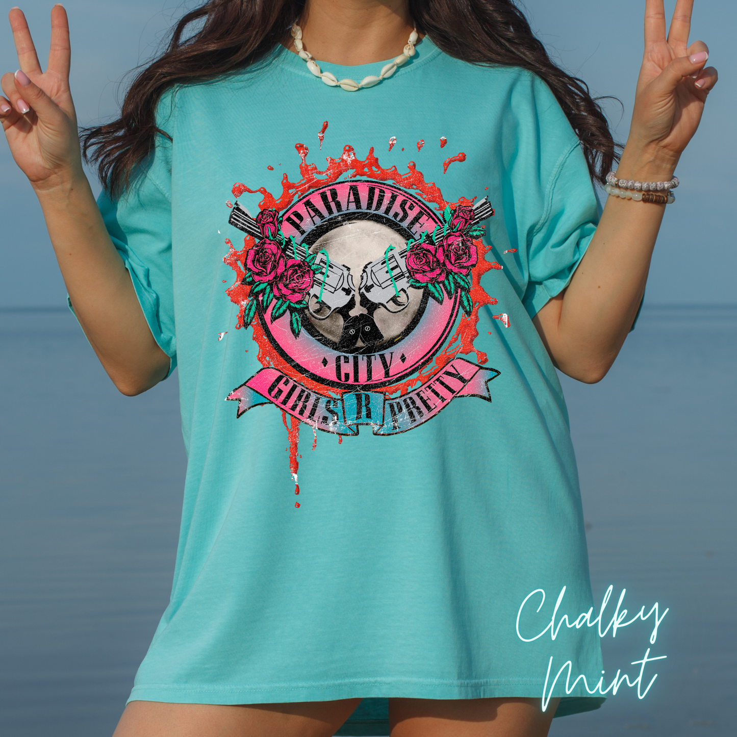 Paradise City Shirt 80s Graffiti Paint Retro Graphic Tee Comfort Color Shirt Concert Tee Trendy Festival Rocker T-shirt