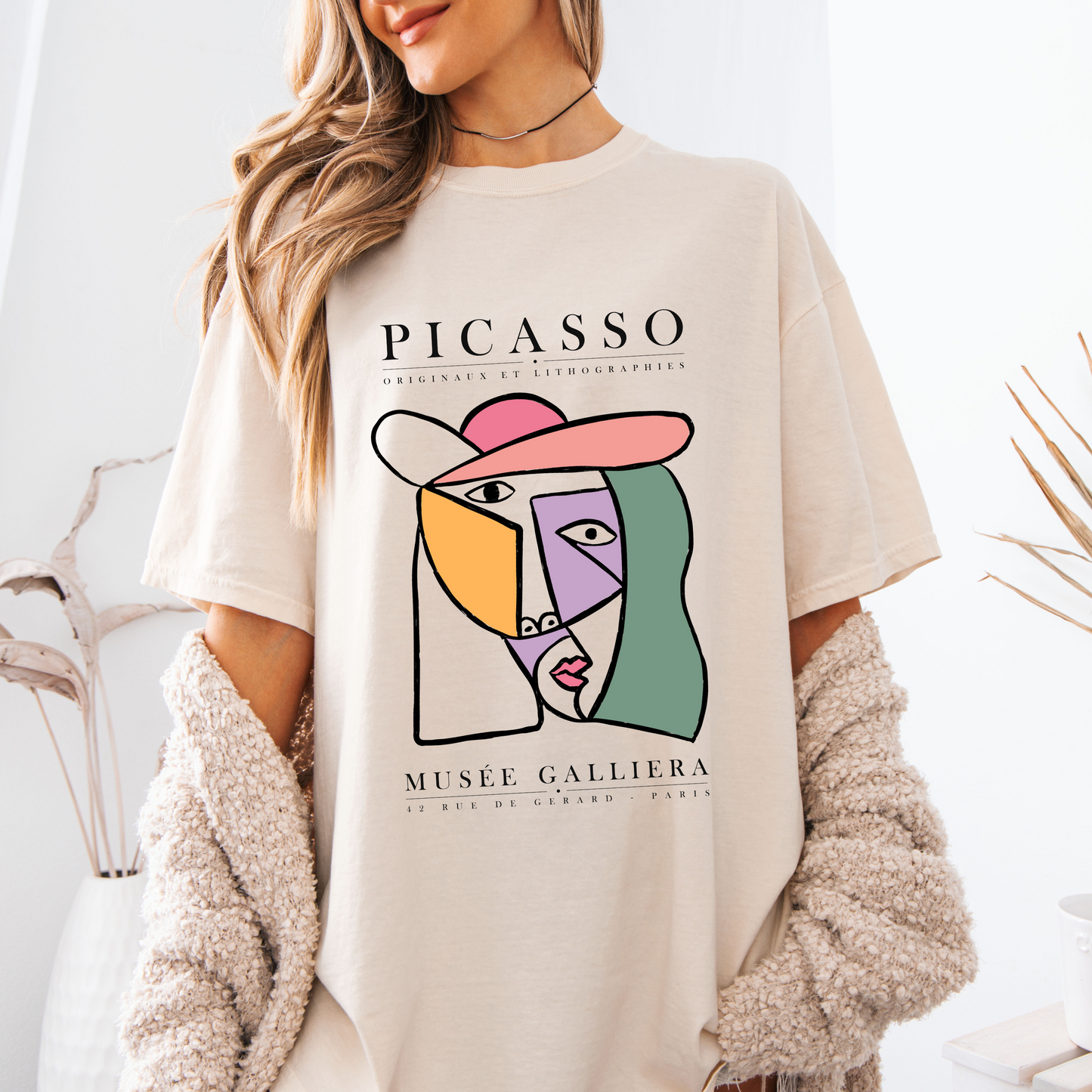 Picasso Shirt  For Women Trendy Vintage Tee Modern Art Graphic t shirt Picasso Art Print Tee Urban Boho Glamour Artsy T-shirt