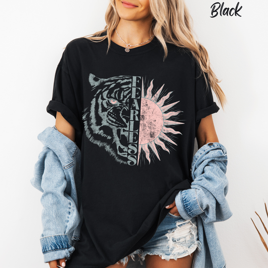 Fearless Tiger Comfort Colors Shirt Women's Graphic  Boho Tee Feminist T-shirt