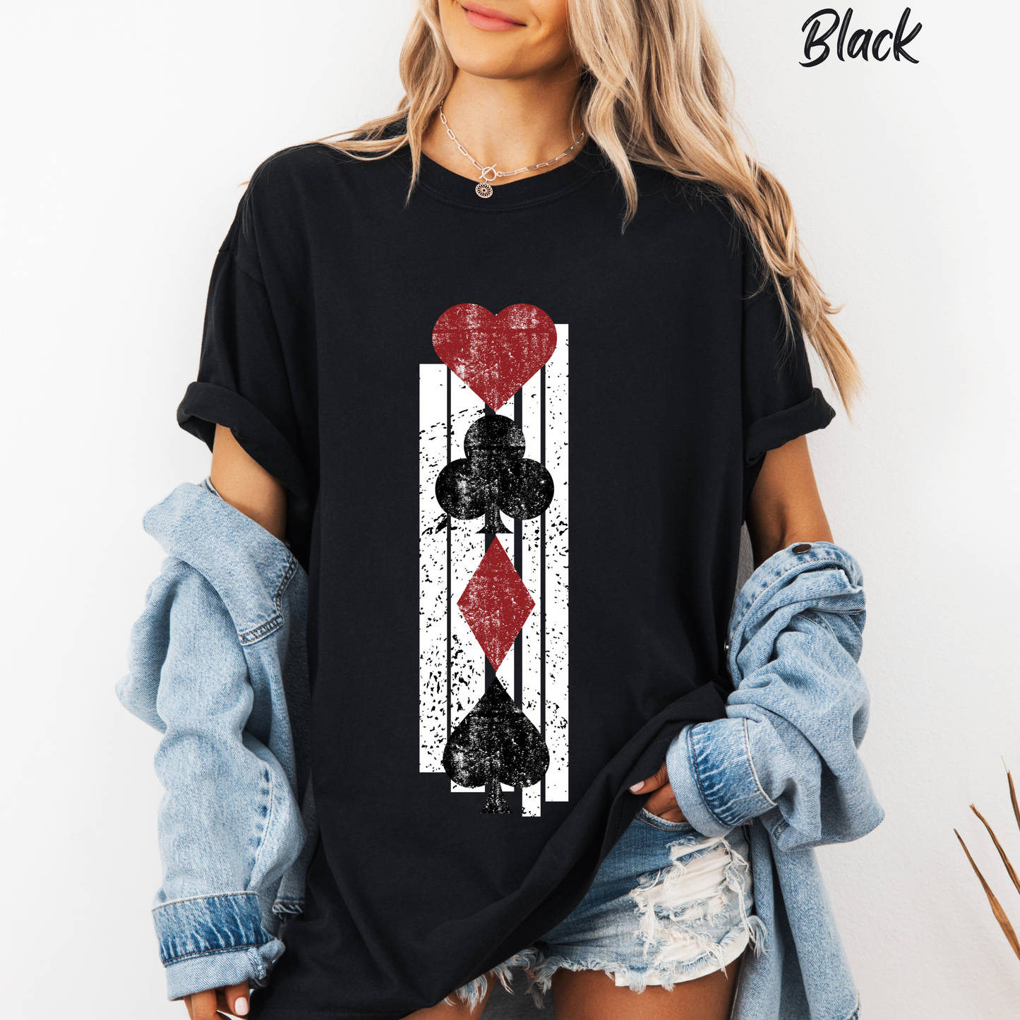 Queen Of Hearts Retro Shirt Vegas Gambling 80's Shirt Vacation Tee Unisex Garment-Dyed T-shirt Comfort Colors Shirt For Vegas Trip