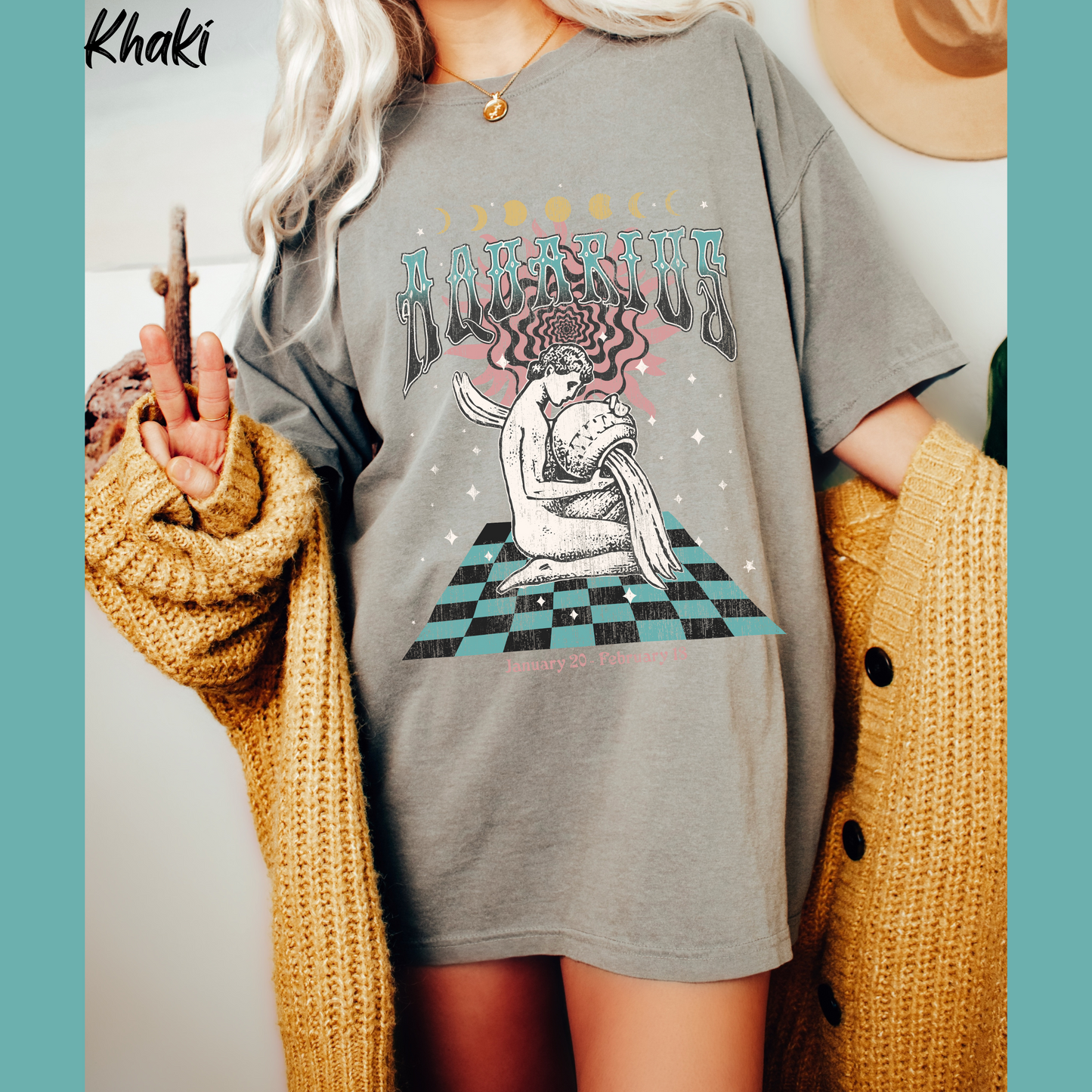 Aquarius Shirt Trendy Zodiac Comfort Colors  Graphic T shirt Astrology Tee Vintage Aquarius Birthday Gift