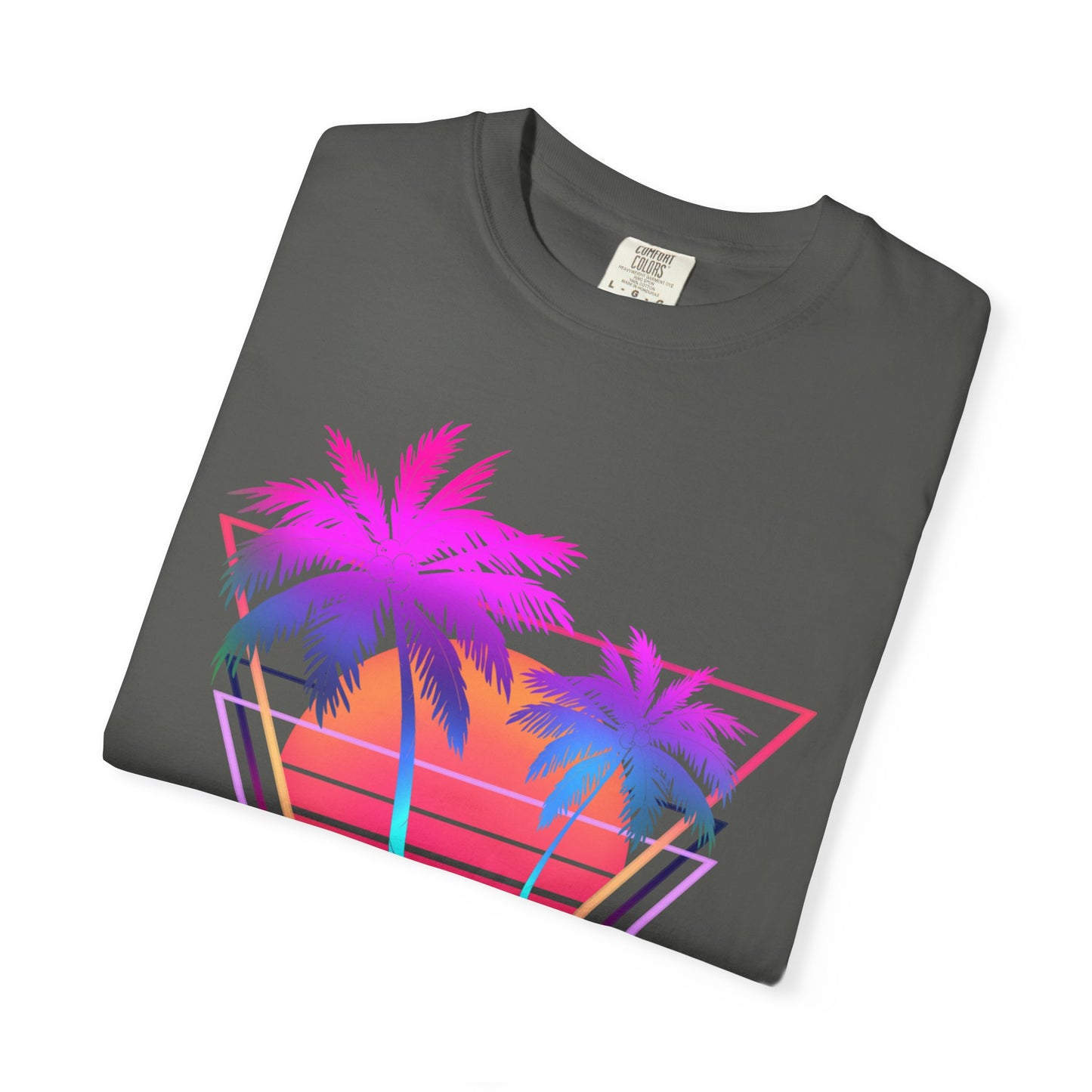 Neon Palm Trees T shirt Sunset tropical Beach Tee Unisex Garment-Dyed Comfort Colors T-shirt Retro 80's Graphic Tee