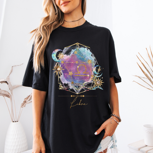 Zodiac Libra Shirt Vintage Comfort Colors Tee Celestial Libra Birthday Gift Graphic Tee Astrology T shirt Whimsical Hippie Clothes