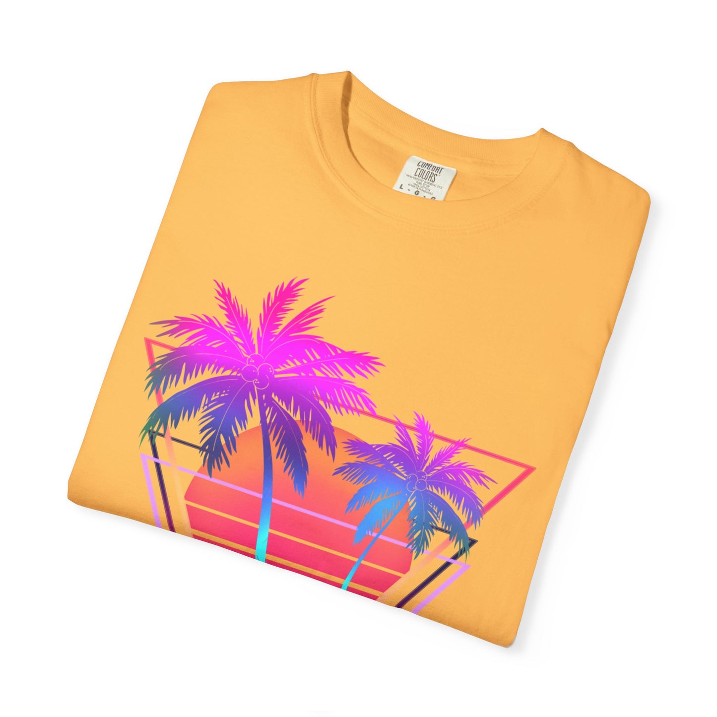 Neon Palm Trees T shirt Sunset tropical Beach Tee Unisex Garment-Dyed Comfort Colors T-shirt Retro 80's Graphic Tee