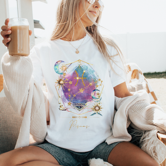 Zodiac Pisces Shirt Vintage Comfort Colors Tee Celestial Pisces Birthday Gift Graphic Tee Astrology T shirt Whimsical Hippie Gifts