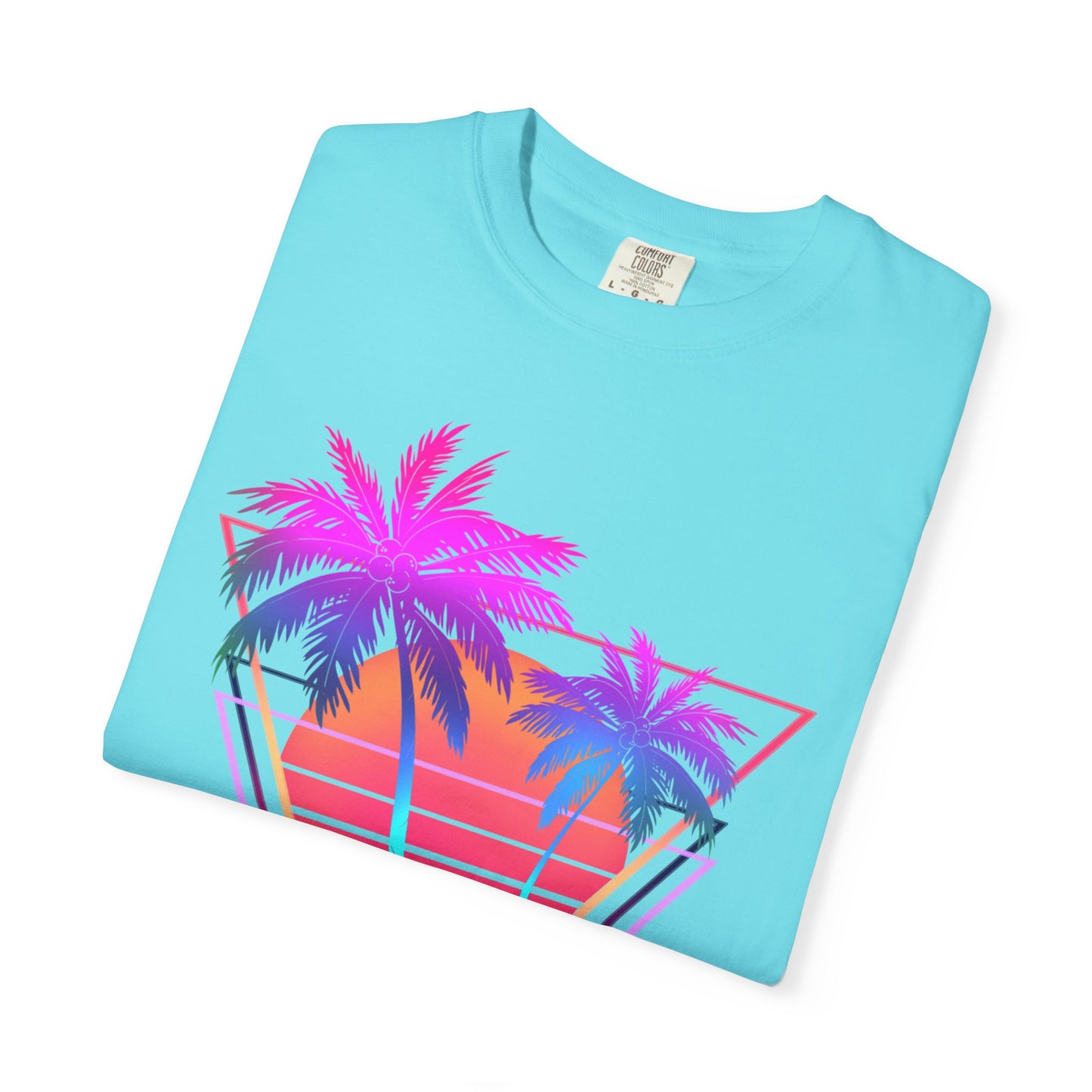 Neon Palm Trees T shirt Sunset tropical Beach Tee Unisex Garment-Dyed Comfort Colors T-shirt Retro 80's Graphic Tee