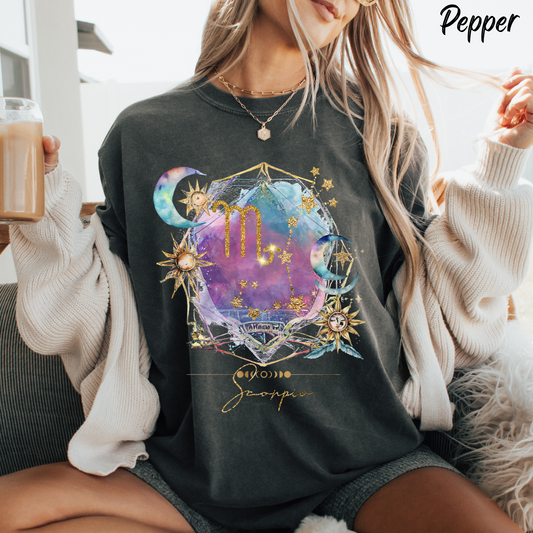 Scorpio Shirt Vintage Comfort Colors Tee Celestial Scorpio Birthday Gift Graphic Tee Astrology T shirt Whimsical Hippie Clothes