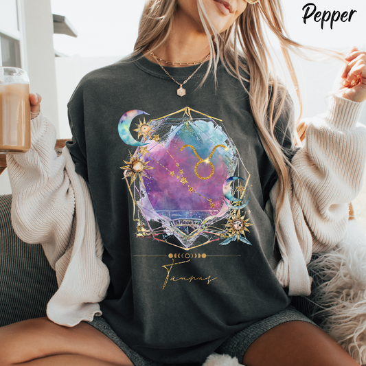 Zodiac Taurus Shirt Vintage Comfort Colors Tee Celestial Taurus Birthday Gift Graphic Tee Astrology T shirt Whimsical Hippie Gifts tshirt