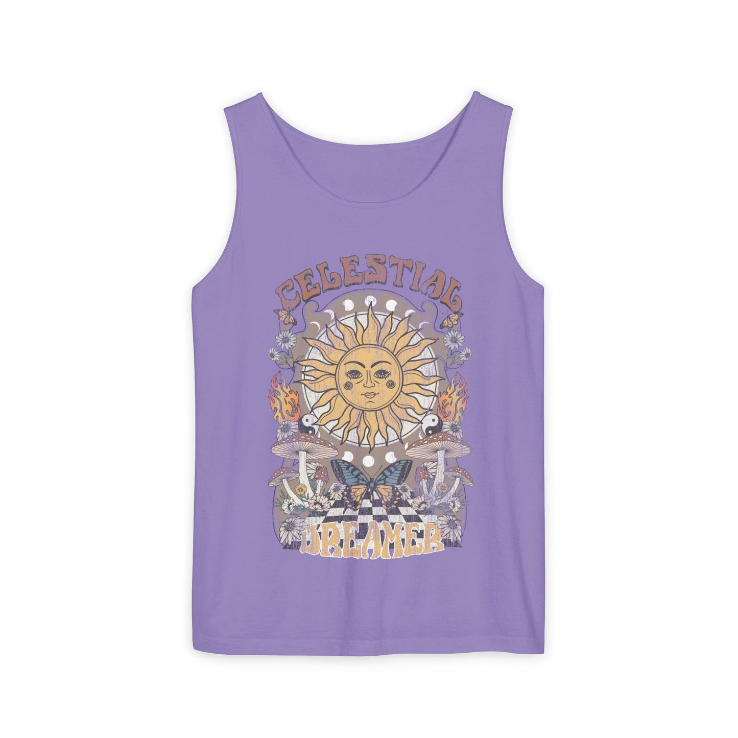 Celestial Dreamer Shirt Unisex Tank Top Comfort Colors Sun T-shirt Retro Vintage Graphic Tee