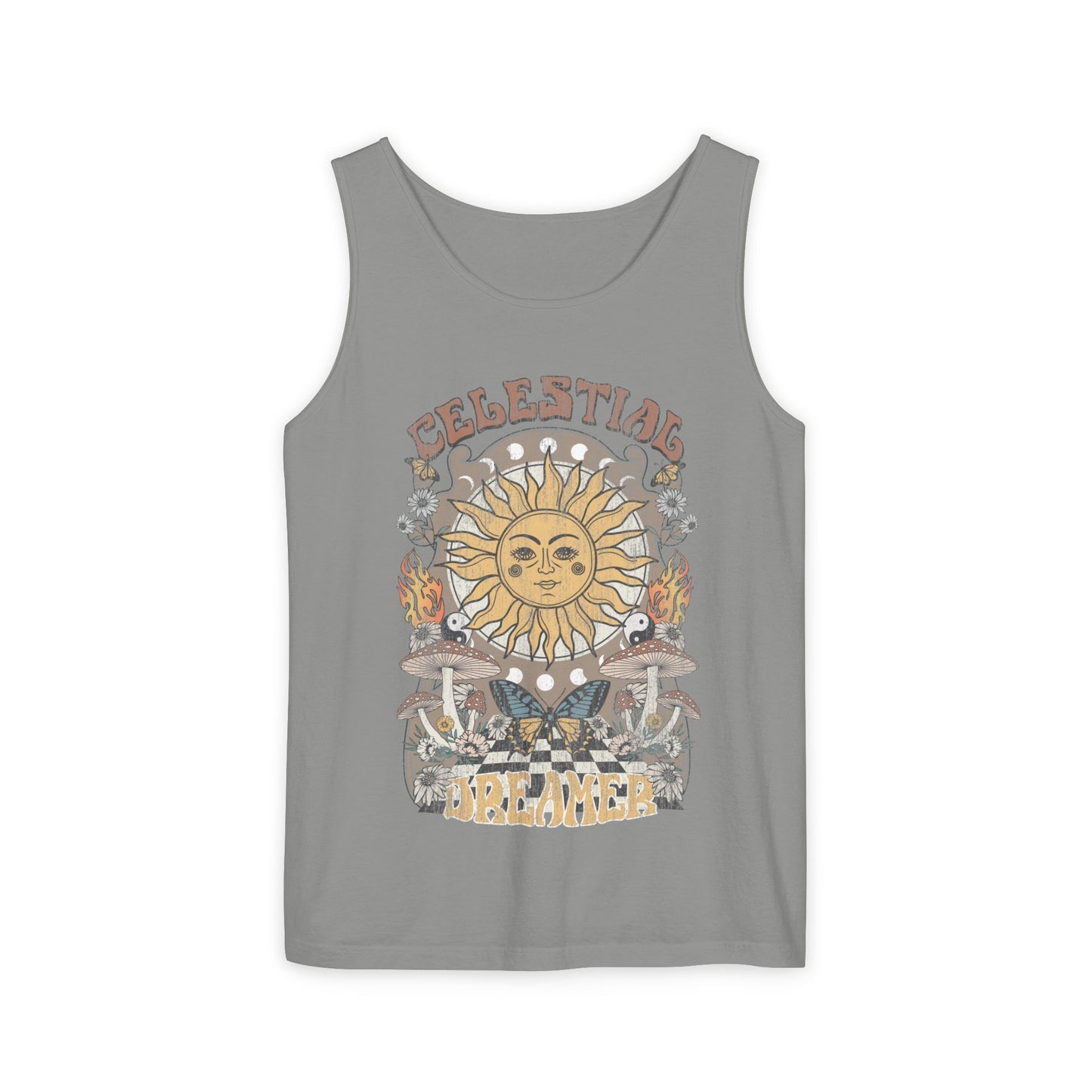 Celestial Dreamer Shirt Unisex Tank Top Comfort Colors Sun T-shirt Retro Vintage Graphic Tee