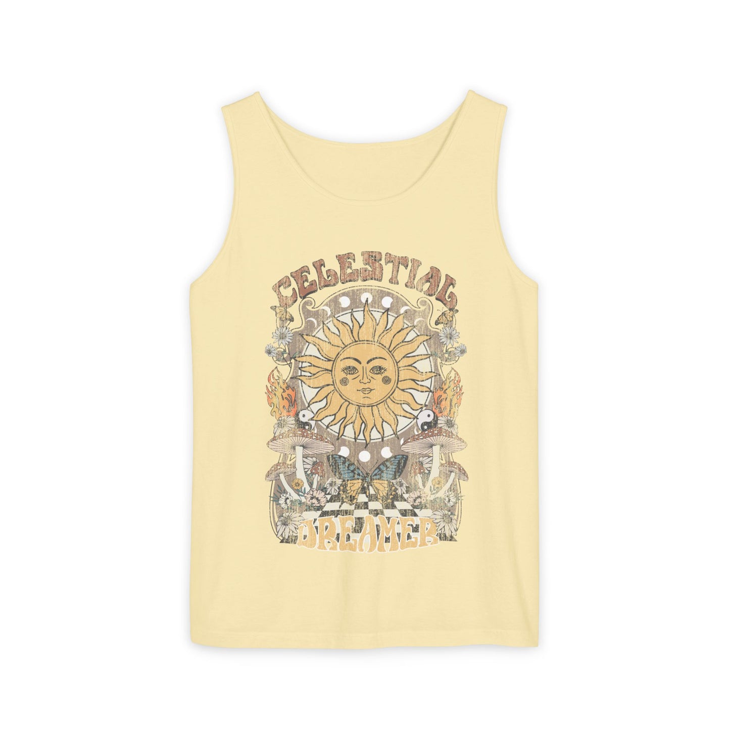 Celestial Dreamer Shirt Unisex Tank Top Comfort Colors Sun T-shirt Retro Vintage Graphic Tee