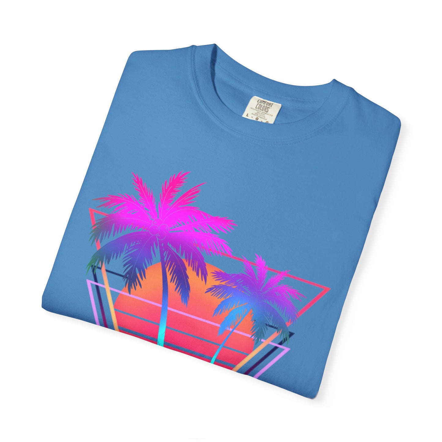 Neon Palm Trees T shirt Sunset tropical Beach Tee Unisex Garment-Dyed Comfort Colors T-shirt Retro 80's Graphic Tee