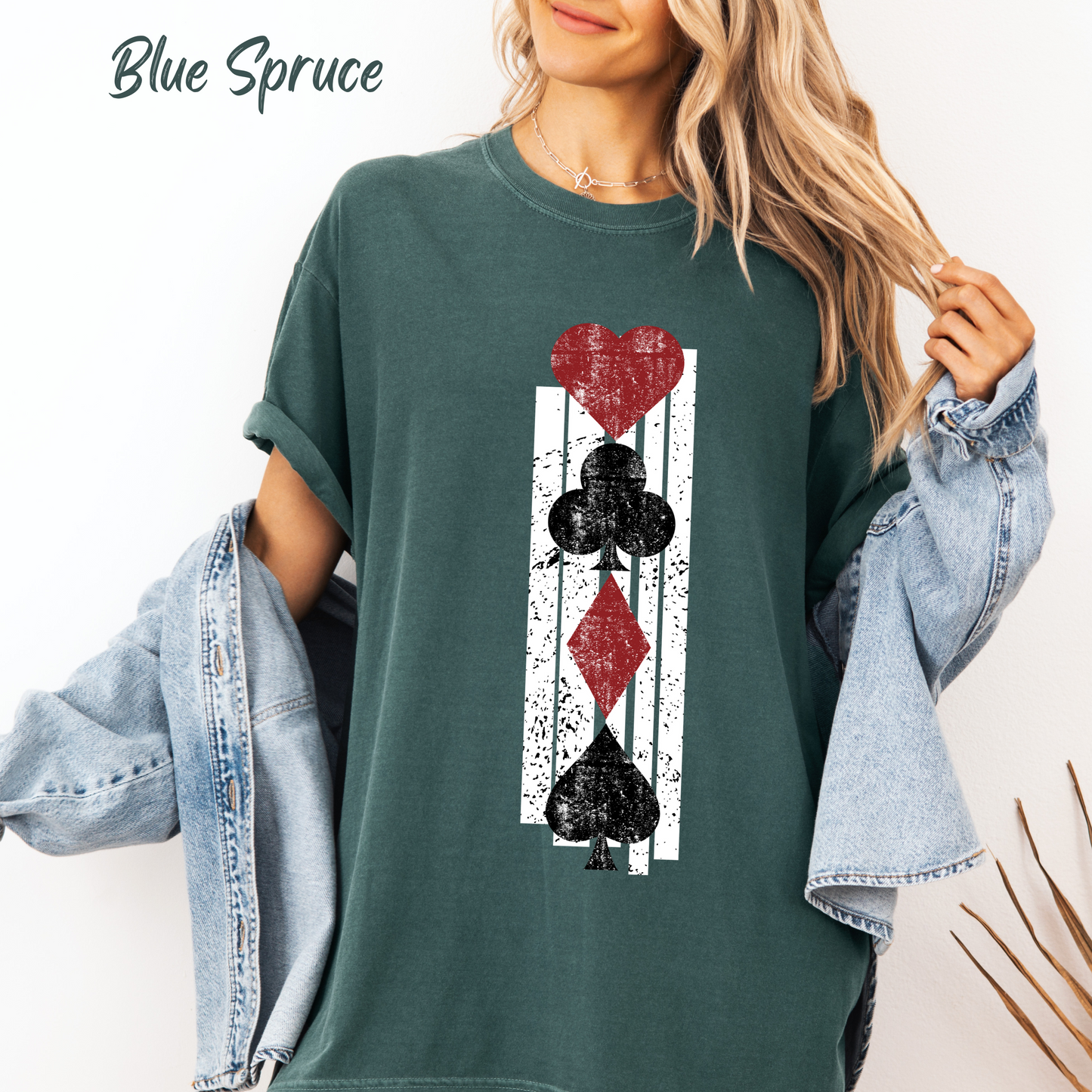 Queen Of Hearts Retro Shirt Vegas Gambling 80's Shirt Vacation Tee Unisex Garment-Dyed T-shirt Comfort Colors Shirt For Vegas Trip
