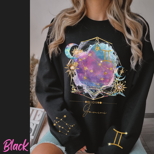Gemini Sweatshirt Virgo Gift Unisex Astrology Sweatshirt Vintage Gemini Shirt Retro Boho Celestial Sweatshirt Gemini Birthday Zodiac Shirt