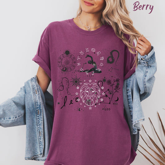 Leo Vintage Tee Zodiac Leo Birthday Gift Unisex Garment-Dyed Comfort Colors T-shirt